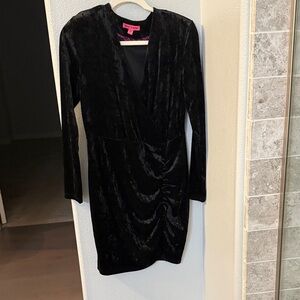 Betsey Johnson Black Velvet Long Sleeve Dress